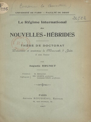 cover image of Le régime international des Nouvelles-Hébrides
